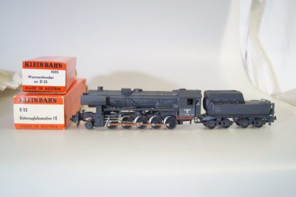 H0 Klein Modellbahn D 52+9593 Kriegs-Güterzuglokomotive 1E mit Tender - top/ovp/gealtert