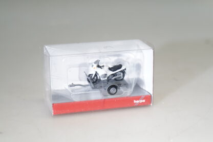 1:87 Herpa 052757 Motorrad weiss auf Anhänger, neuw./ovp