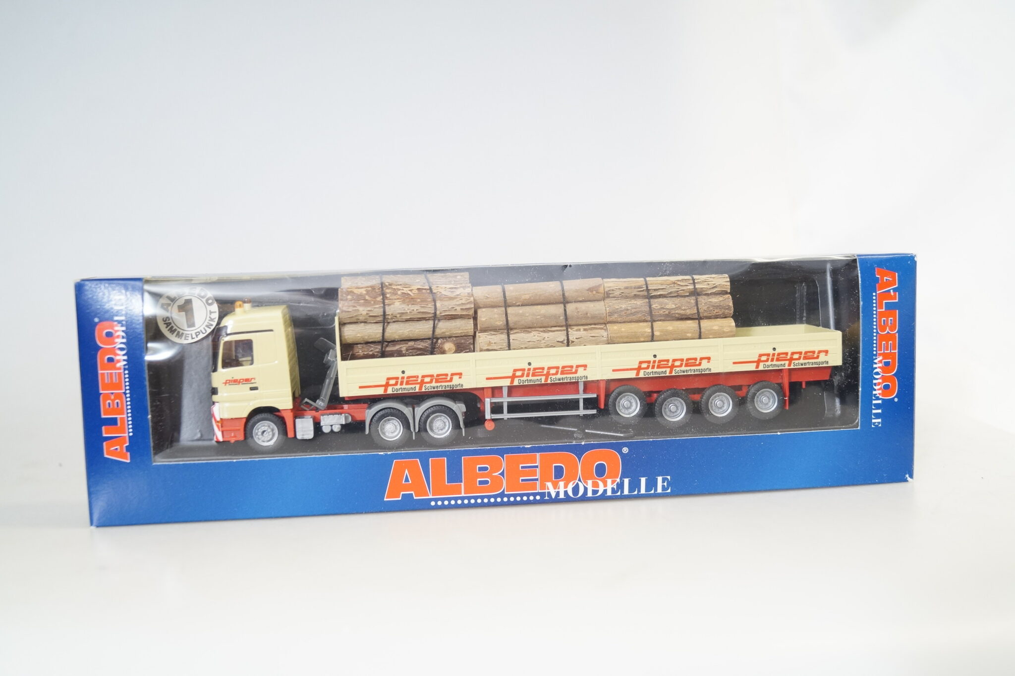 1:87 Albedo MB Actros SZ Pieper Dortmund Holztransport, neuw./ovp ...