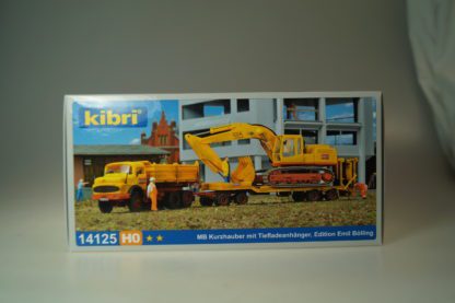H0: Kibri 14125 MB Kurzhauber mit Tiefladeanhänger, neu