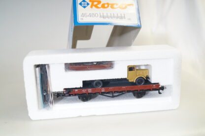 H0 Roco 46480 Flachwagen R 10 DB + Ladung MB 4500 beige, top