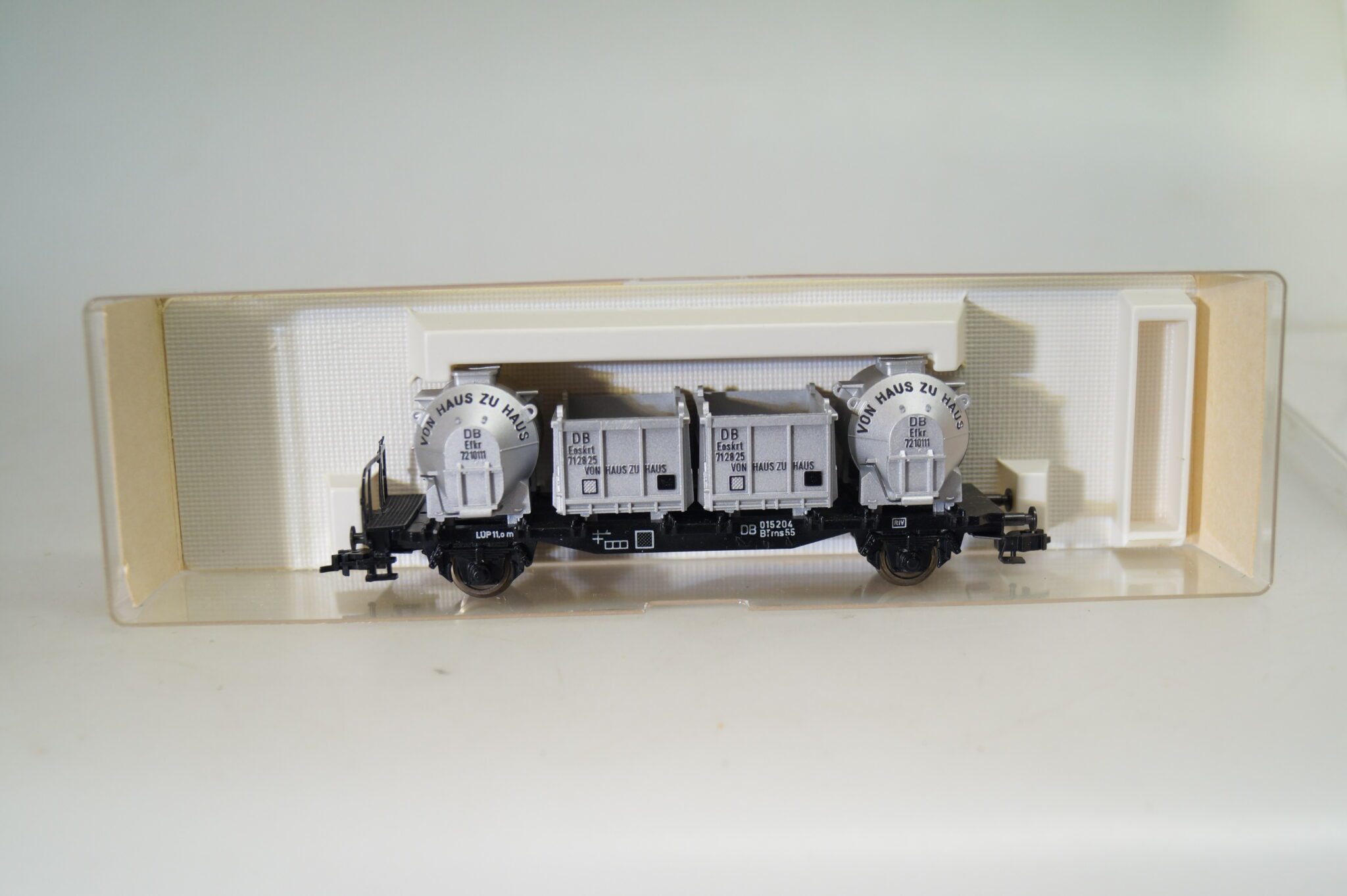 Wagon Fleischmann HO 5230, Plateforme Porte-conteneur DB, "Von Haus Zu Ha", Très Bon état