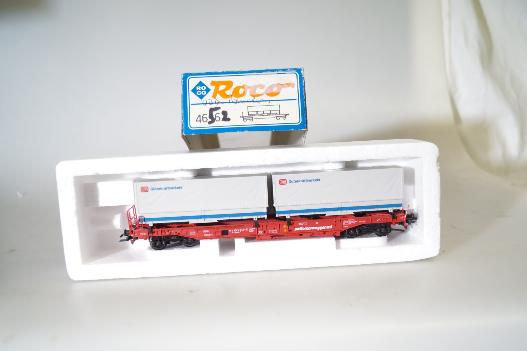 48095 / HO ROCO WAGON PLAT A ESSIEUX DB + CONTAINER Süddeutsche Zeitung