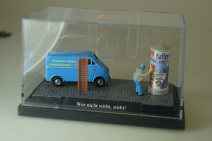 Spur H0: Busch 7625 Diorama DKW Kasten 'Wer nicht wirbt...' - neu