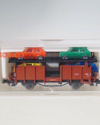 Spur N: Fleischmann 8224/8225 K Autotransportwagen Laaes + Ladung Golf 1, top/ovp