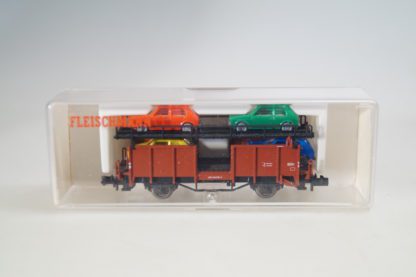 Spur N: Fleischmann 8224/8225 K Autotransportwagen Laaes + Ladung Golf 1, top/ovp