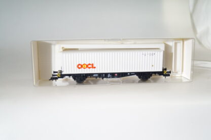 H0 Fleischmann 81 5234K Flachwagen mit Ladung Cont. OOCL, TOP/OVP