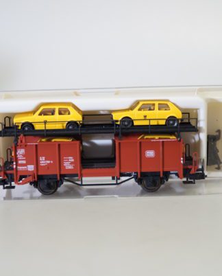 H0 Fleischmann 5827K Autotransportwagen + 4x Post-Golf 1, top/ovp
