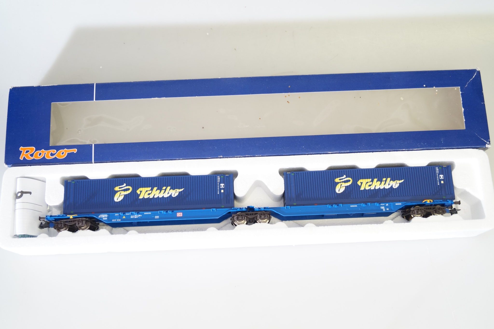 H0 Roco 66598 Doppel-Containertragwagen Tchibo, neuw./ovp – gearontologist