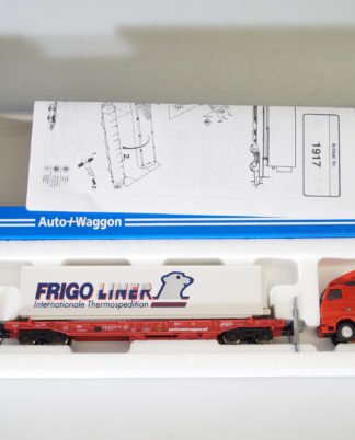 H0 Roco 1917 Taschenwagen Sdgmns mit Cont.Frigo +  Scania Zm, neuw./ovp