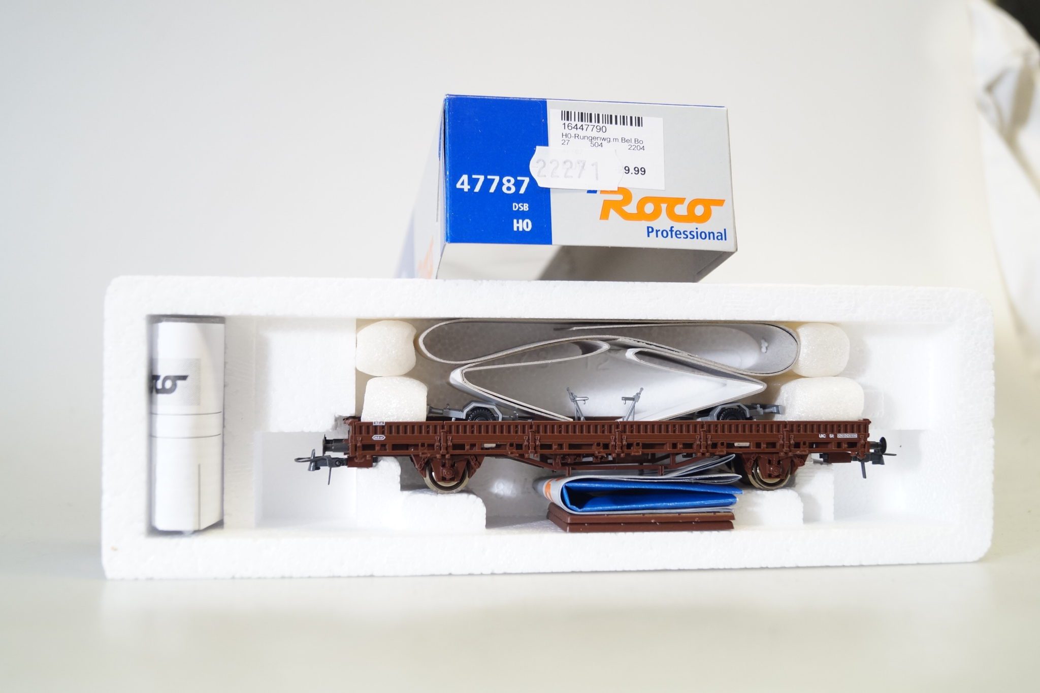 H0 Roco 47787 Flachwagen DSB + 2 Bootsanhänger, neuw./ovp