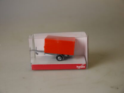 h0: Herpa 052221 PKW-Kastenanhänger orange, neu