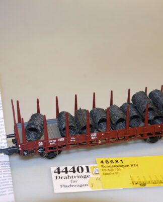 H0: Brawa 48681 Rungenwagen R20 + Ladung: Drahtringe (M+S 44401) - top-Zustand, aber ohne OVP