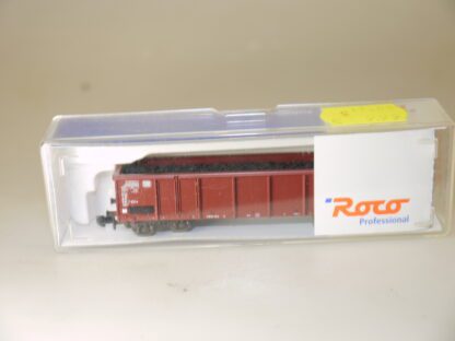 Spur N: Roco 25566 Off. 4-achs. Güterwagen DB + Ladung: Kohle, neuw./ovp