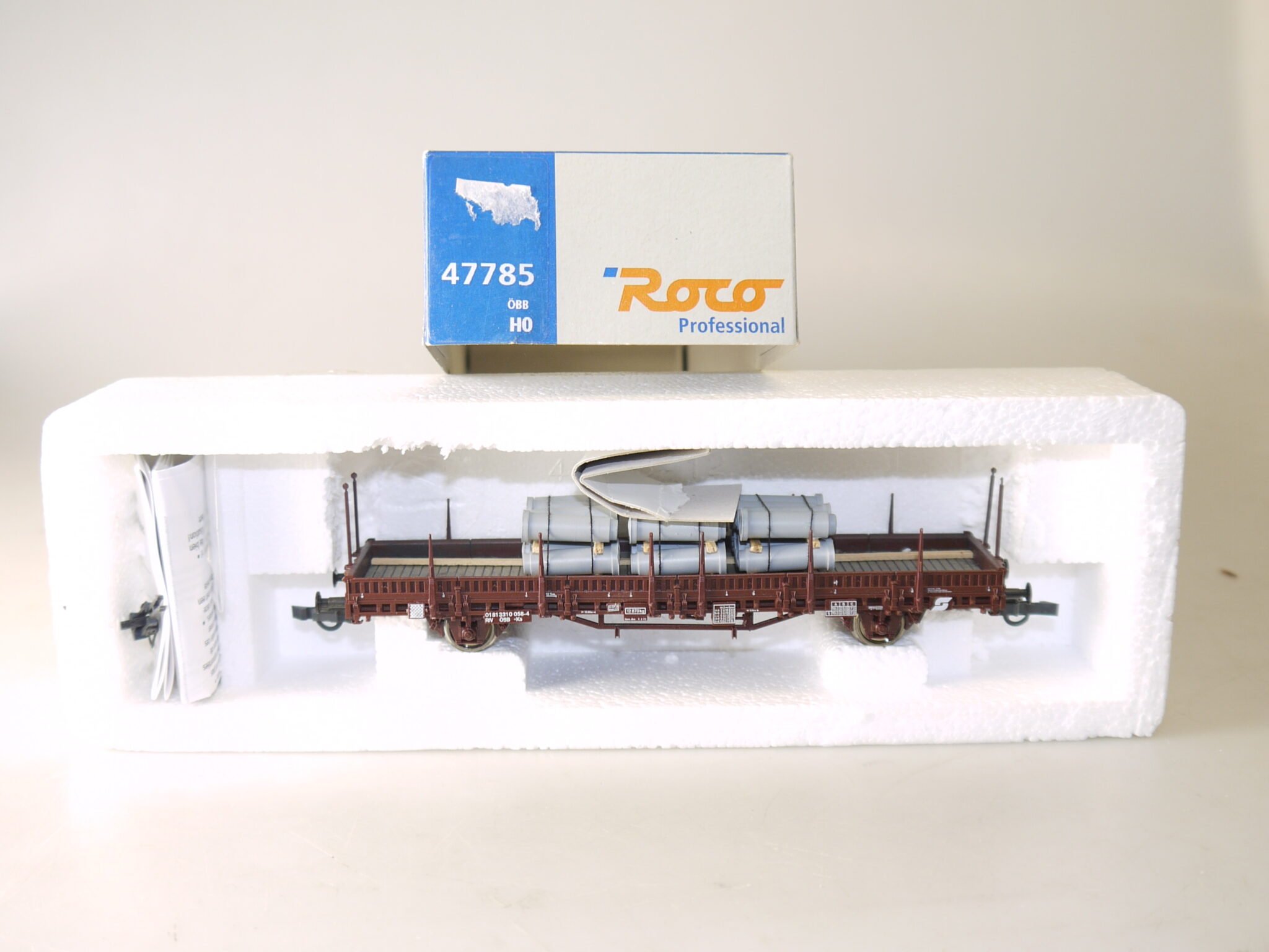 H0 Roco 47785 Rungenwagen ÖBB mit Röhrenladung, top/ovp/KKK