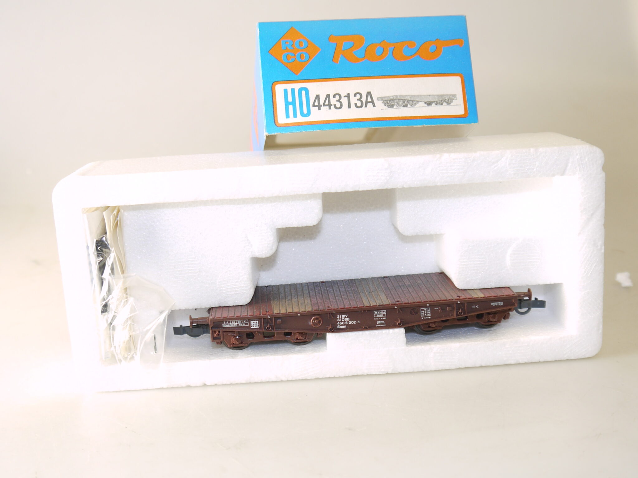h0 Roco 44313A/46380 Schwerlastwagen Rlmmp, top/ovp/KKK/gealtert