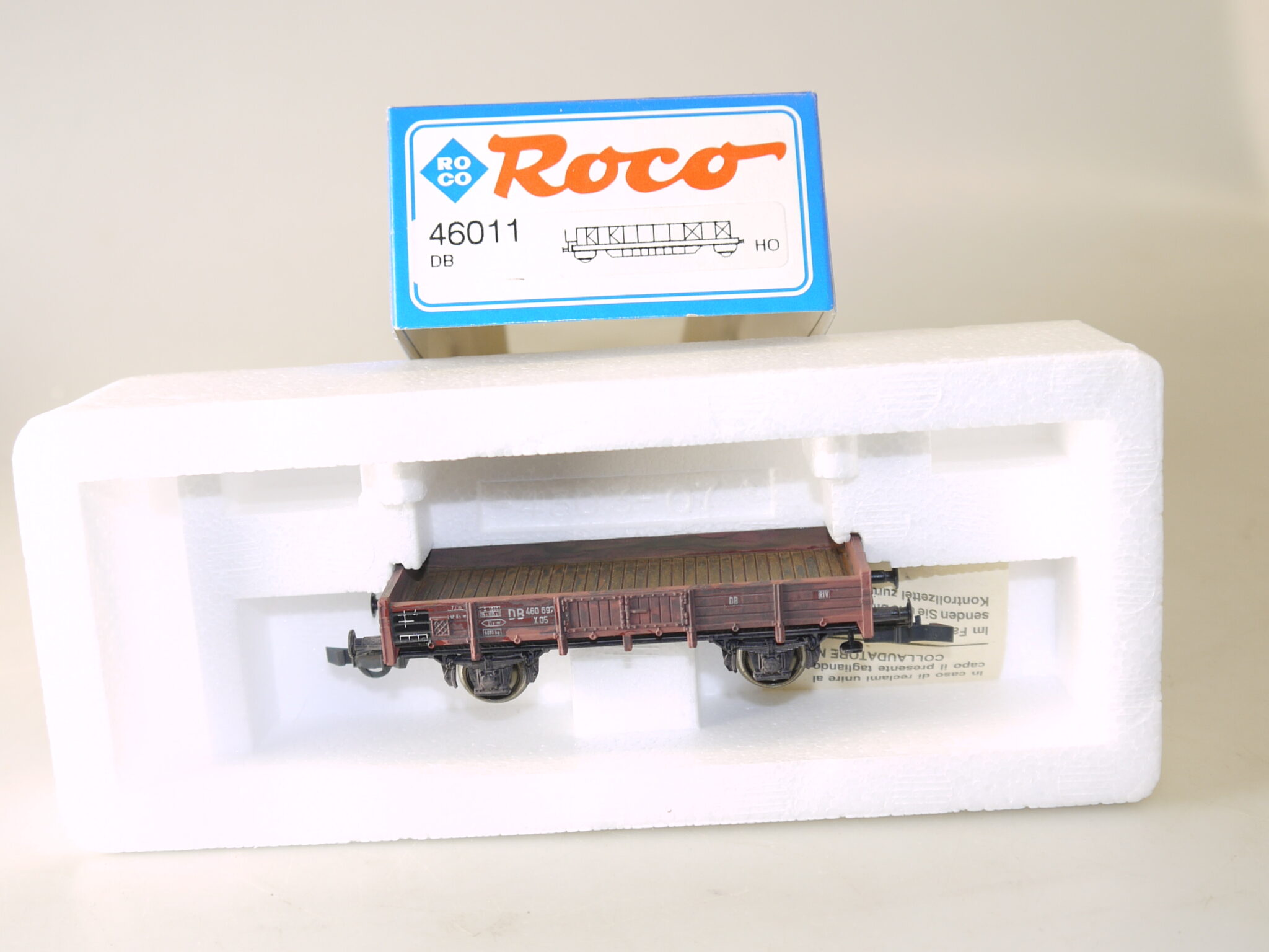 H0 Roco 4303/46011 Niederbordwagen Kklmm05 DB, top/ovp/KK/gealtert