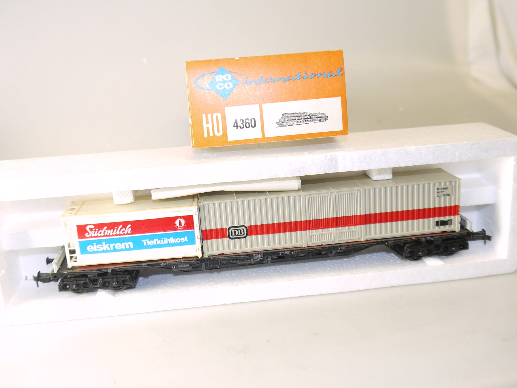 h0 Roco 4360 Flachwagen Sss-y716 + Ladung: 2x Container, top/OVP/KKK