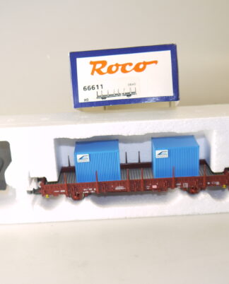 H0 Roco 66611 Rungenwagen mit Ladung, top/ovp/KKK