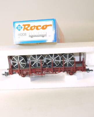 h0 Roco 46306 Rungenwagen Kbs 442 mit Ladung, top/OVP/KKK/gealtert