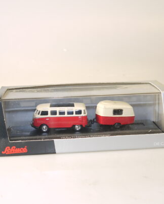 1:87 Schuco 21690 VW T1 Samba rot mit Wohnwagen, neuw./ovp