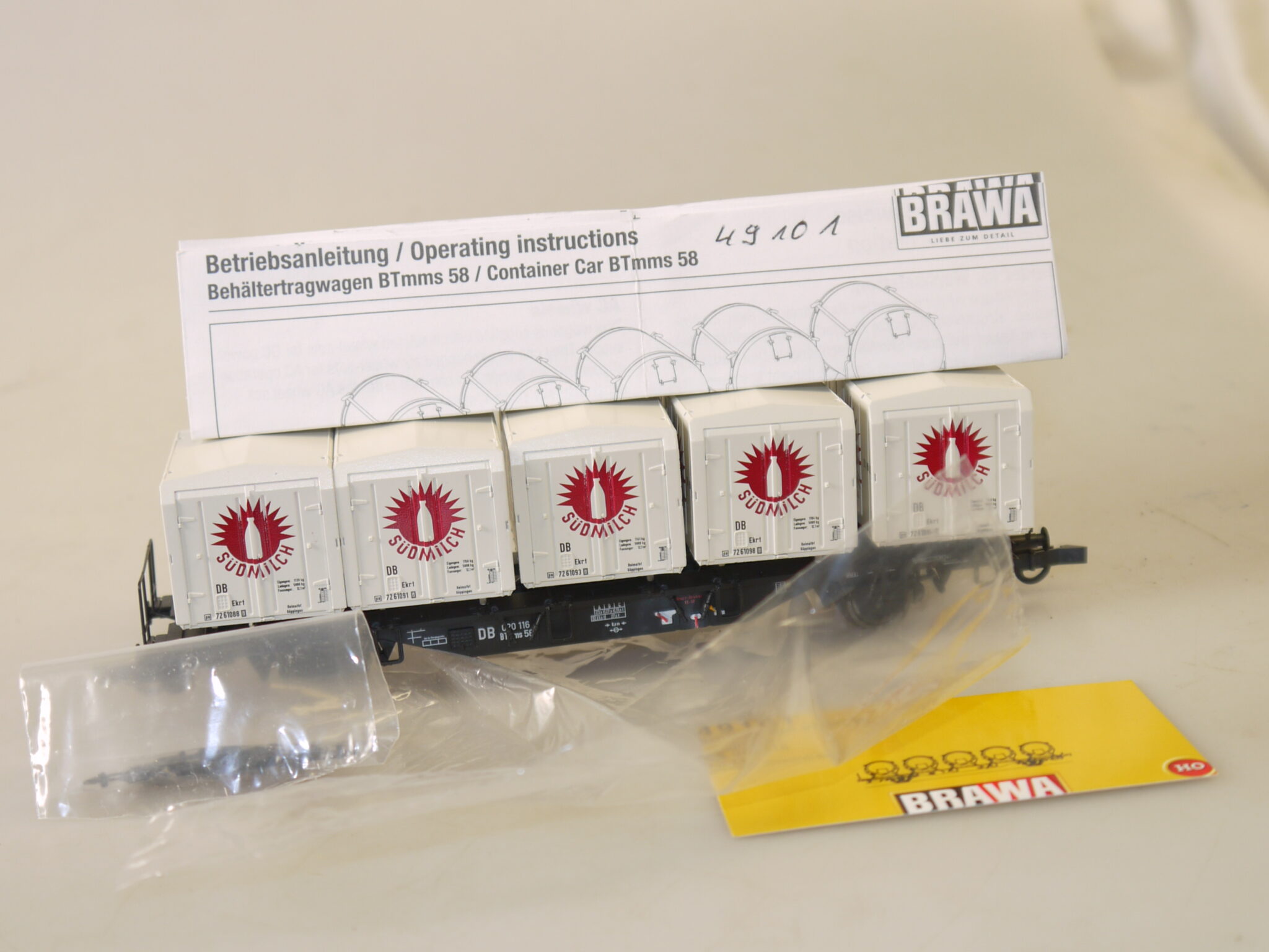 H0: Brawa 49101 Behältertragwagen Südmilch - top-Zustand, aber ohne OVP