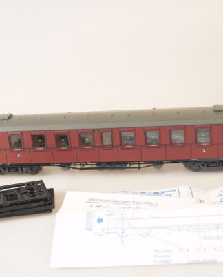 h0 Roco 44218 Württ. Personenwagen 3.Kl., top, aber ohne ovp