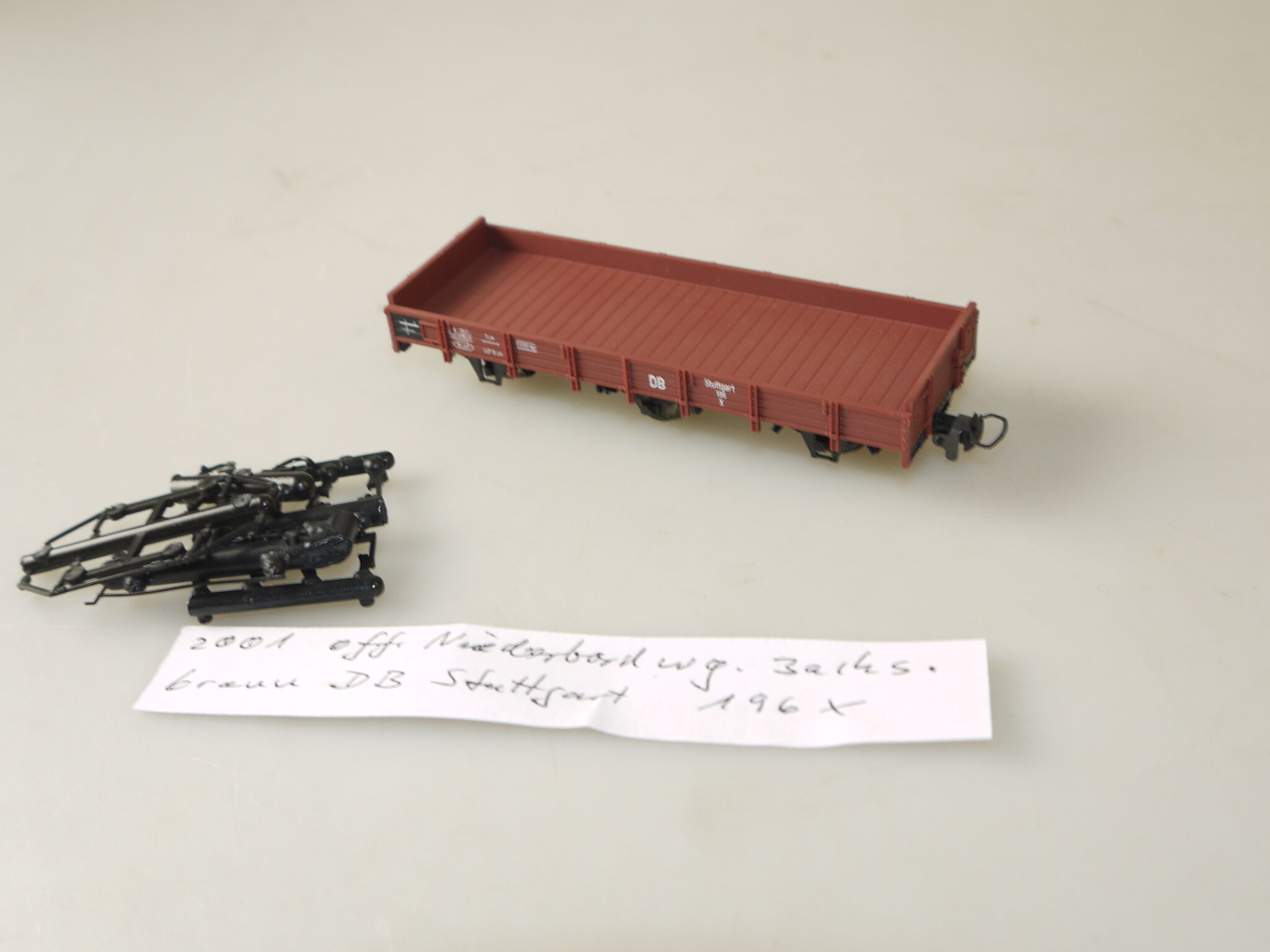 H0e Bemo 2001 816 Niederbordwagen DB Stuttgart 196x, neuw., aber ohne OVP