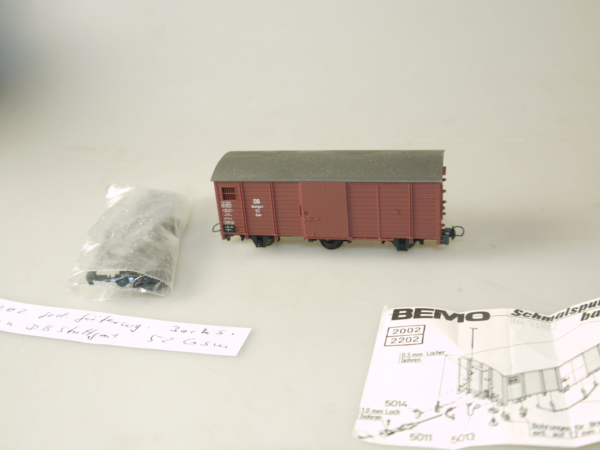 H0e Bemo 2202 Ged. Güterwagen Stuttgart Gsm 52, aber ohne OVP