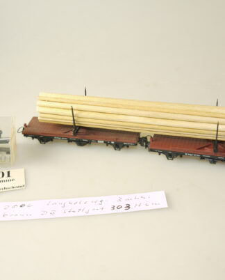 H0m Bemo 2206 2x Drehschemelwagen 303 Hsm + Ladung: helles Langholz, - neuw., aber ohne OVP