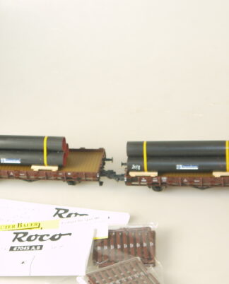 H0 Roco: 67045 2-tlg. Wagenset DSB Rungenwagen mit Ladung, neuw., aber ohne ovp
