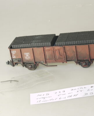 h0 Klein Modellbahn / M+D 239 Güterwagen Omm55 + Ladung: Briketts, neuw.,/Mangel/ohne OVP