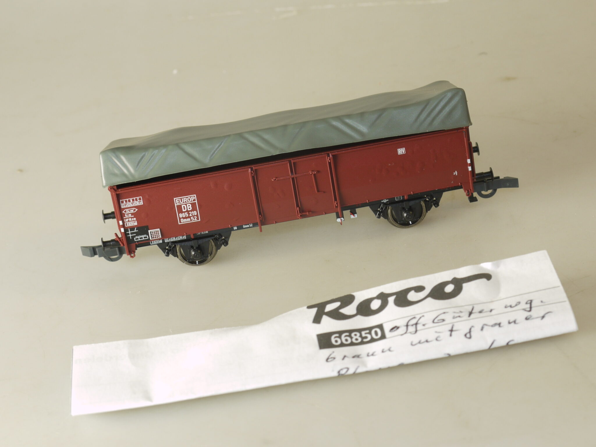H0 Roco 66850 Off. Güterwagen Omm52 mit Plane, neuw., aber ohne ovp