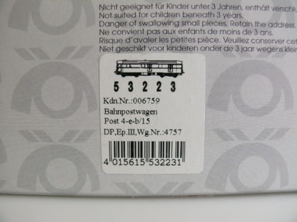 H0 Piko 53223 Bahnpostwagen Post 4-e-b/15, TOP/OVP – Bild 2