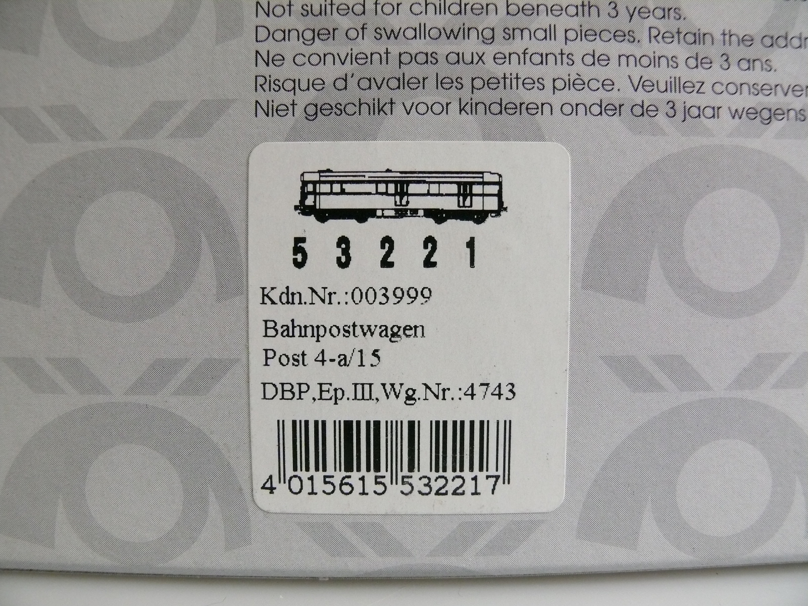 H0 PIKO 53221 Bahnpostwagen 'EP.III', top/ovp/nie ausgepackt – Bild 3