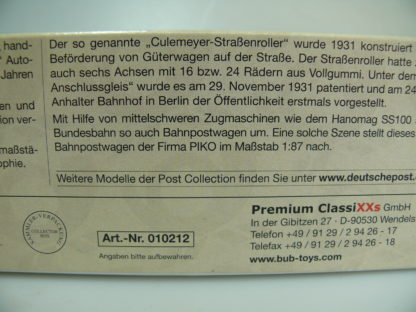 1:87 BUB/Premium Classixxs 010212: Culemeyer Strassenroller Post, top/ovp – Bild 5