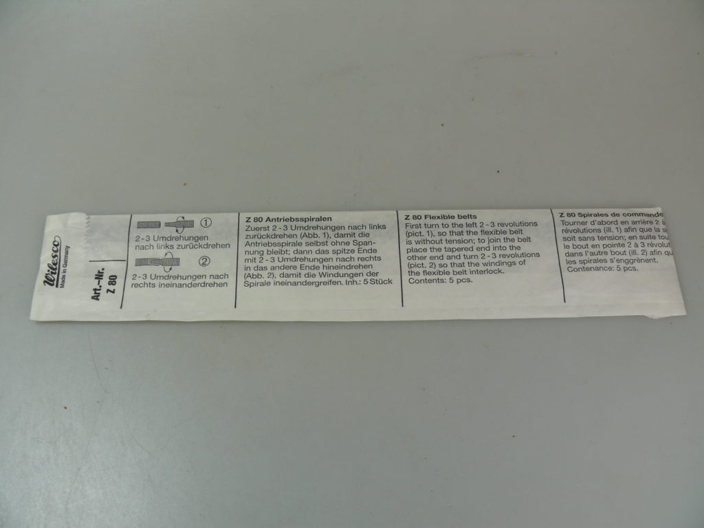 Wilesco Antriebsspiralen 00820 Dampfmaschine 2,0 Mm X 500 Mm Z 82